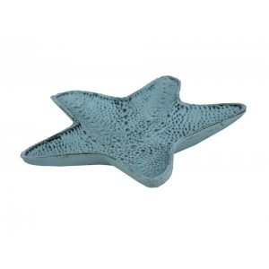 Dark Blue Whitewashed Cast Iron Starfish Decorative Bowl 8" - Decorative Cast Iron Bowl - Starfish Decoration   